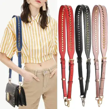 

Bag belt female bag accessories cowhide wide shoulder belt original V nail backpack with a cross-body bag strap Feminina