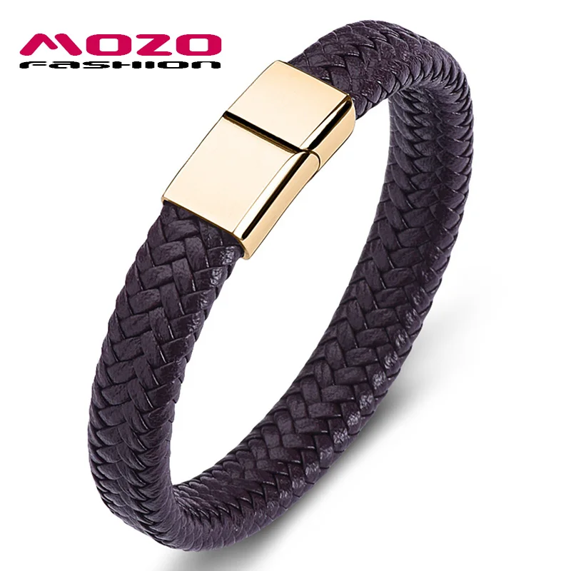 Mozo fashion подвеска красный плетеный кожаный браслет золотого цвета из нержавеющей стали магнитный браслет со стальными элементами модные женские туфли браслеты 161 - Окраска металла: SH161-Z