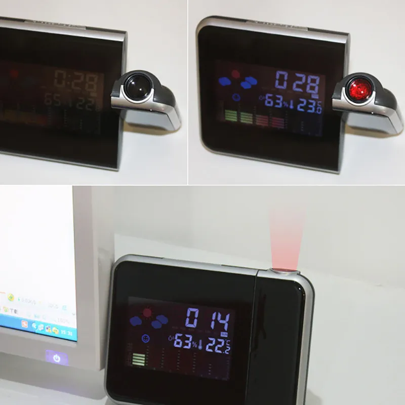 Проекционный будильник с метеостанцией Термометр Отображение даты цифровые часы USB зарядное устройство Повтор светодиодный проектор