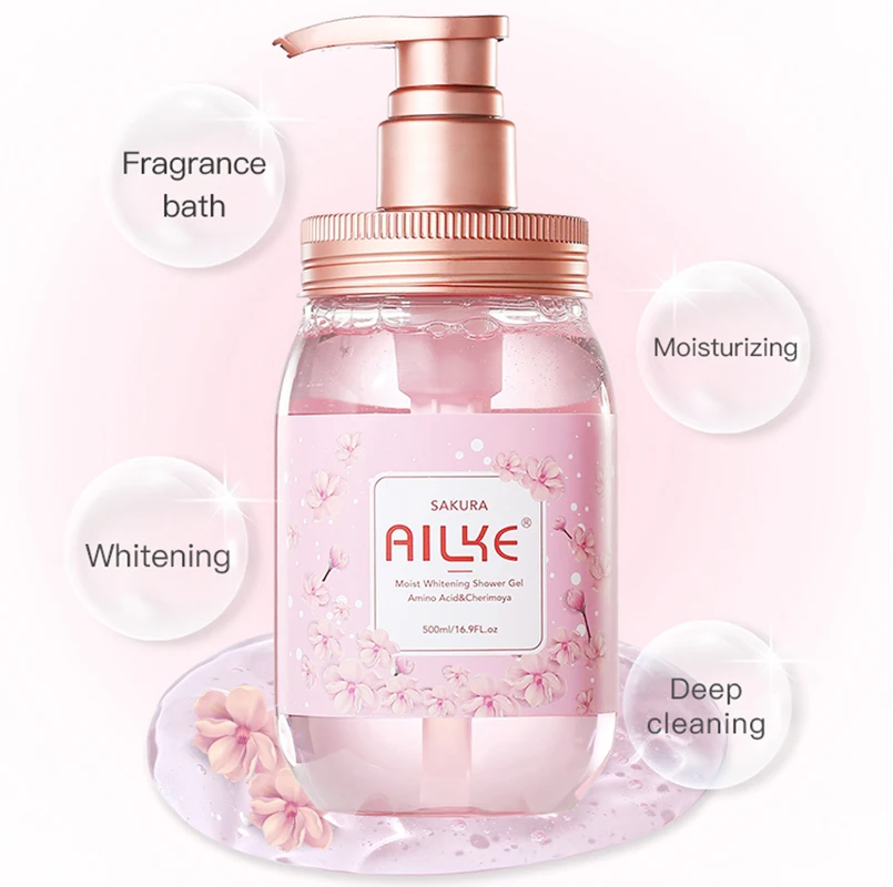 AILKE Shower gel Shampoo women Clean Whitening Scrub flowers Exfoliating Moisturizing smooth gel douche bath foam femal