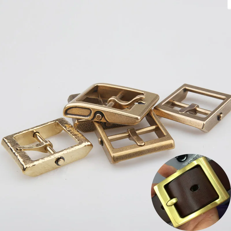 Meetee 1pc ID40mm Pure Copper Brass Belt Buckle Head Detachable Retro Pin Buckles DIY LeatherCrafts Belt Decor Accessories YK156
