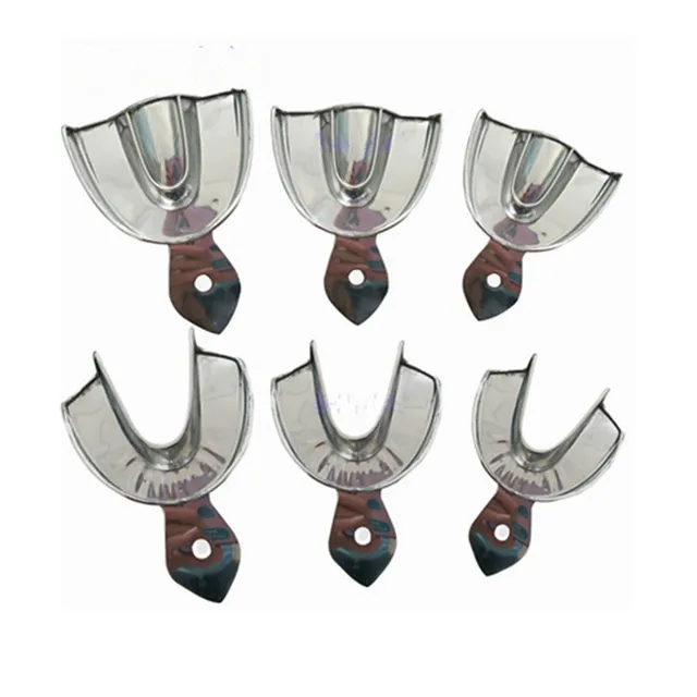 1Set Dental Impression Trays Stainless Steel Materials Teeth Holder No Holes Dentist Tools Dental Lab Instrument