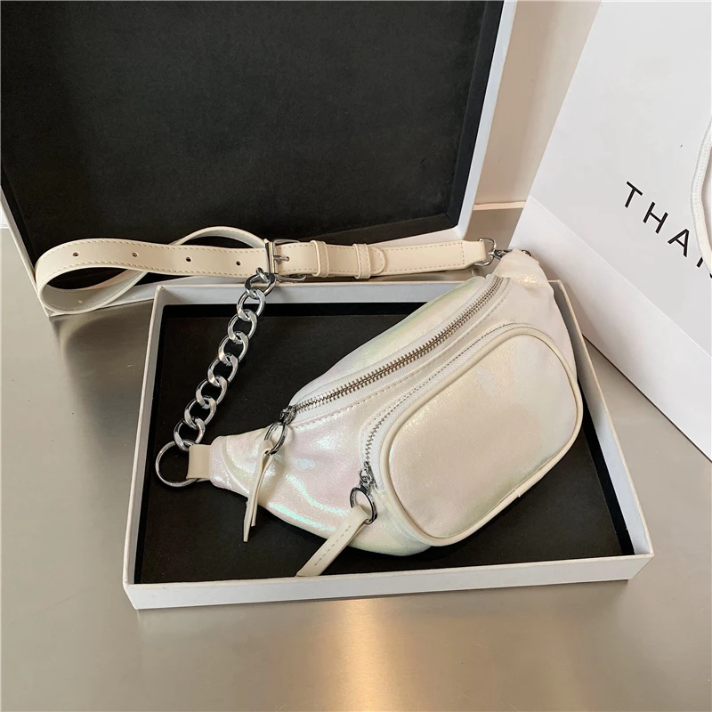 

Burminsa Chic Bling Laser Small Women Chest Bags Unique Design High Quality Soft PU Leather High Quality Female Sling Bags 2020