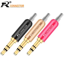 20 штук Алюминий Jack 3,5 наушники-затычки, удлиненное сзади, штекерные зажимы 3,5 мм 3 полюс стерео штекер позолоченный разъем провода