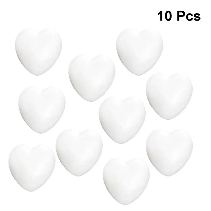 6cm White Heart 10 шт. белые шары из пенопласта пенопластовые украшения DIY рукоделия вечерние украшения вечерние поставки декорации на рождественскую елку - Цвет: 6cm White Heart
