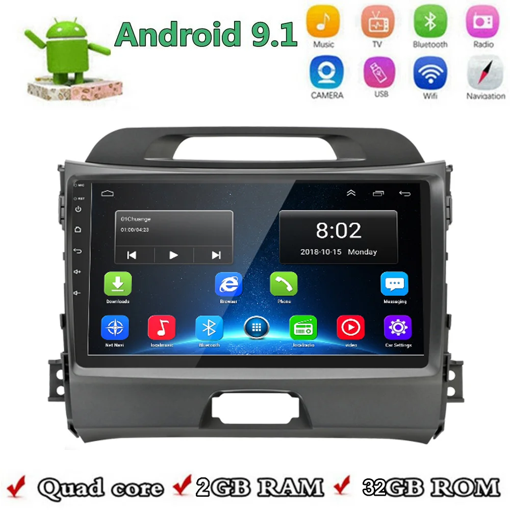 9 &quot2din Android 10 1 автомобильный Радио мультимедийный видео плеер для KIA Sportage 3 2010