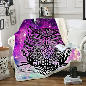 

Galaxy Owl Sherpa Blanket Cute Animals 3D Printed Soft Blanket Cartoon Owls Blankets For Beds Kids Blankets