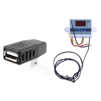 

1 Pcs Black USB 2.0 Type a Female to Mini B 5 Pin Male Adapter & 1 Pcs Microcomputer Digital Temperature Controller