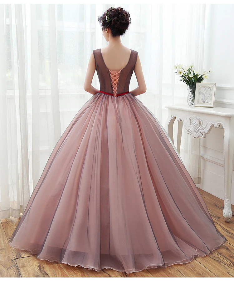 Романтическое милое Пышное Платье на шнуровке с вырезом, Великолепные Аппликации, расшитые бисером цветы, дебютантное платье для Vestido de 15 anos