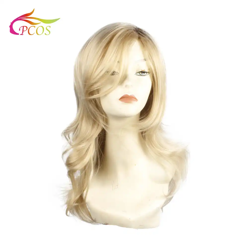 Dlinnye Volnistye Mnogoslojnye Pricheski Temnye Korni Blond Sinteticheskie Pariki Dlya Chernyh Zhenshin Zhenskie Povsednevnye Vechernie Termostojkie Nakladnye Volosy Aliekspress