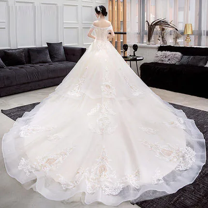 Vestidos De Noiva бальное платье с v-образным вырезом, платье принцессы, кружевное свадебное платье с аппликацией и длинным шлейфом, сексуальное платье на спине