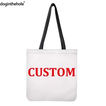 

doginthehole Lady Shoulder Bags Personized Custom Your Own Logo/Name/Image/Text On Canvas Tote Bags Casual Unisex Linen Handbag