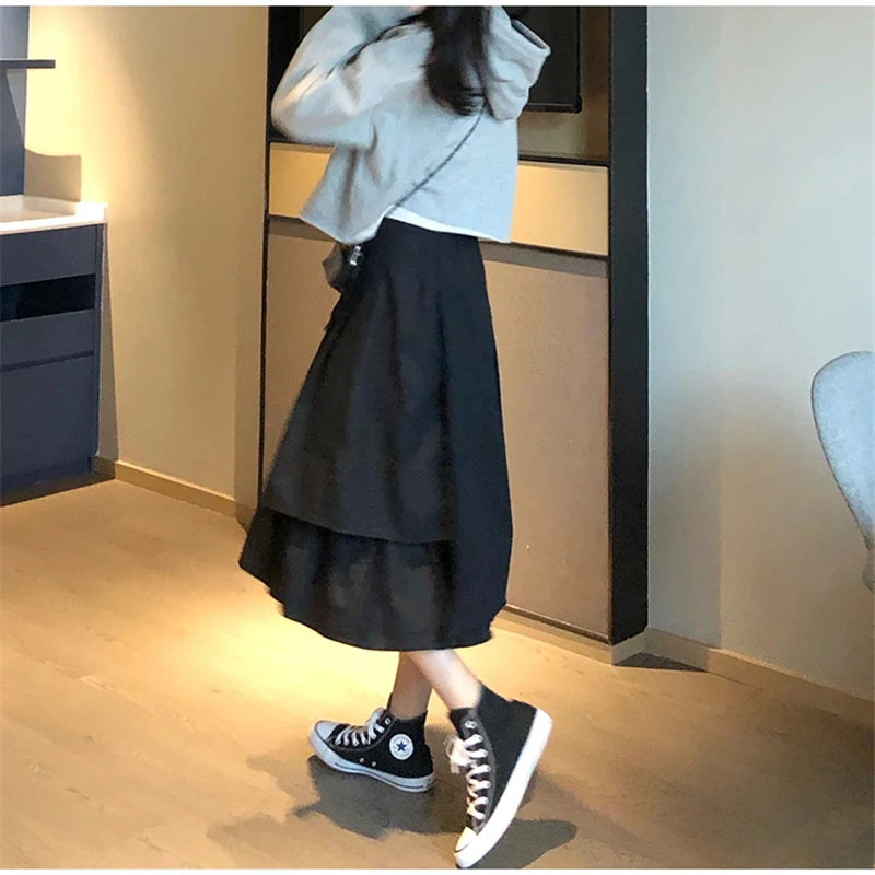 Япония Харадзюку женская уличная юбка с высокой талией белая черная модная Асимметричная Faldas Mujer Moda Готическая панк стильная юбка