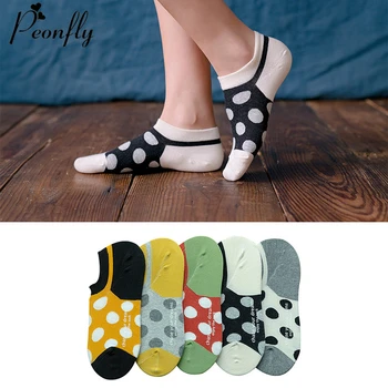

PEONFLY New Socks Women Funny 2020 Spring Summer Colorful Dot Printed Cute Sock Ladies And Women's Casual Combed Cotton Socks