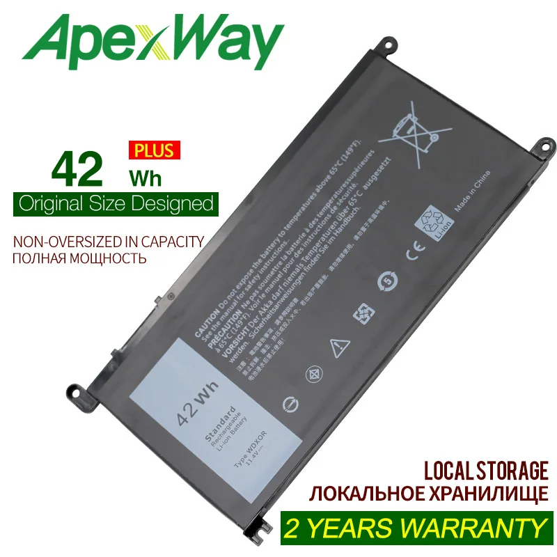 

ApexWay 11.4V 42Wh 3CRH3 WDX0R T2JX4 13 15MF PRO-1508T WDXOR laptop battery for DELL Para Inspiron 5000 5368 5378 INS15-7560-D15
