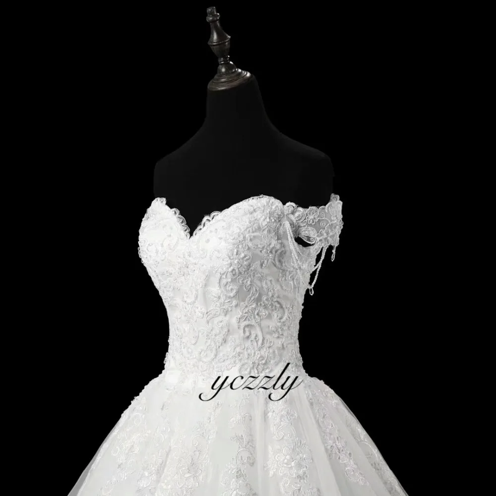 Vestidos De Novia Винтаж с открытыми плечами бальное платье с жемчужинами аппликация на свадебные платья, длинное, кружевное свадебное платье с блестками Trouwjurk W59
