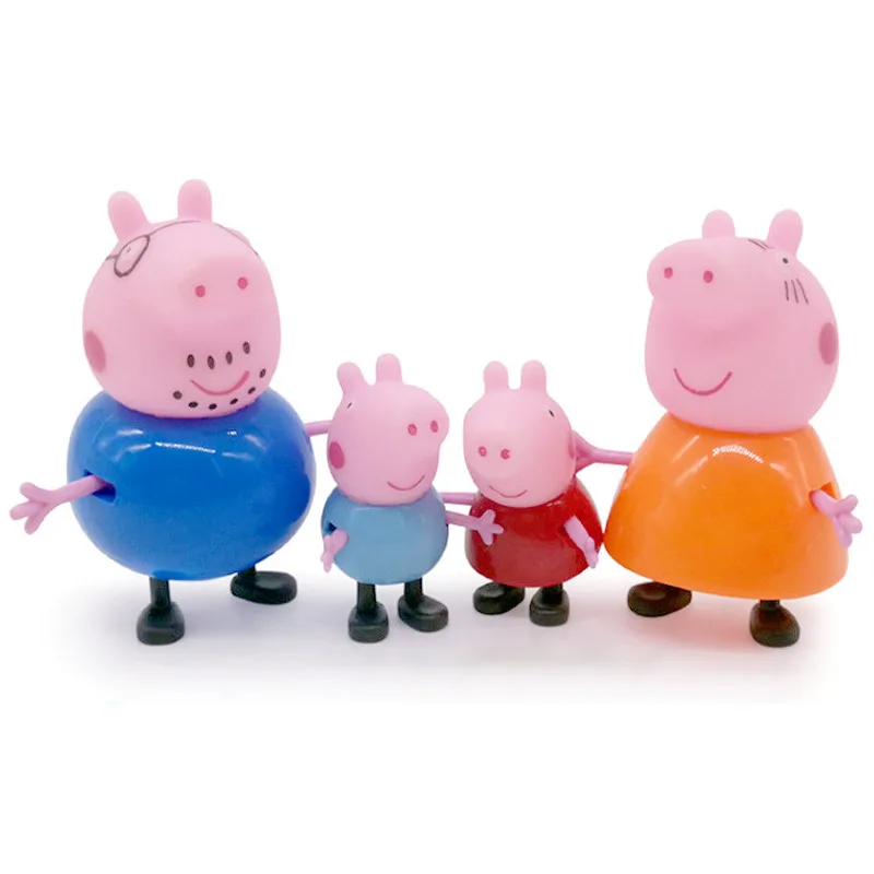 

4Pcs/ Peppa pig George pink pig Family Dad Mom Action Figure Original Pelucia Anime Toys For Kids children Gift