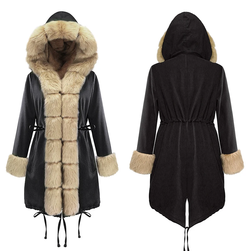 Women's blouse coat winter thickened warm winter coat large plush wool collar coat cotton coat Hoodie pie overcome women's jacke