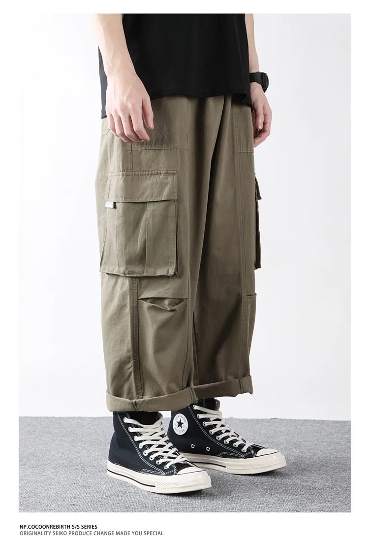 American Casual Cargo Pants Men Lazy 