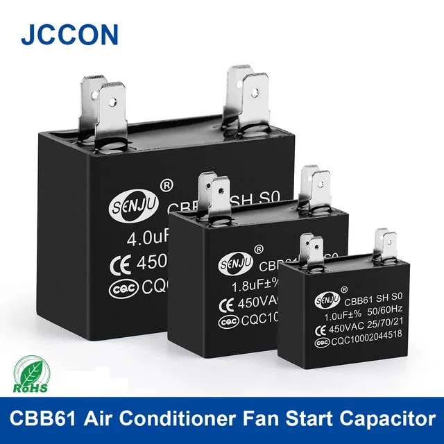 Condensateur de démarrage de ventilateur externe de climatiseur CBB61, 2 pièces, condensateur de fonctionnement de moteur 450V 1UF 1.2UF 1.5UF 2UF 2.5UF 3UF 3.5UF 4UF 4.5UF 1