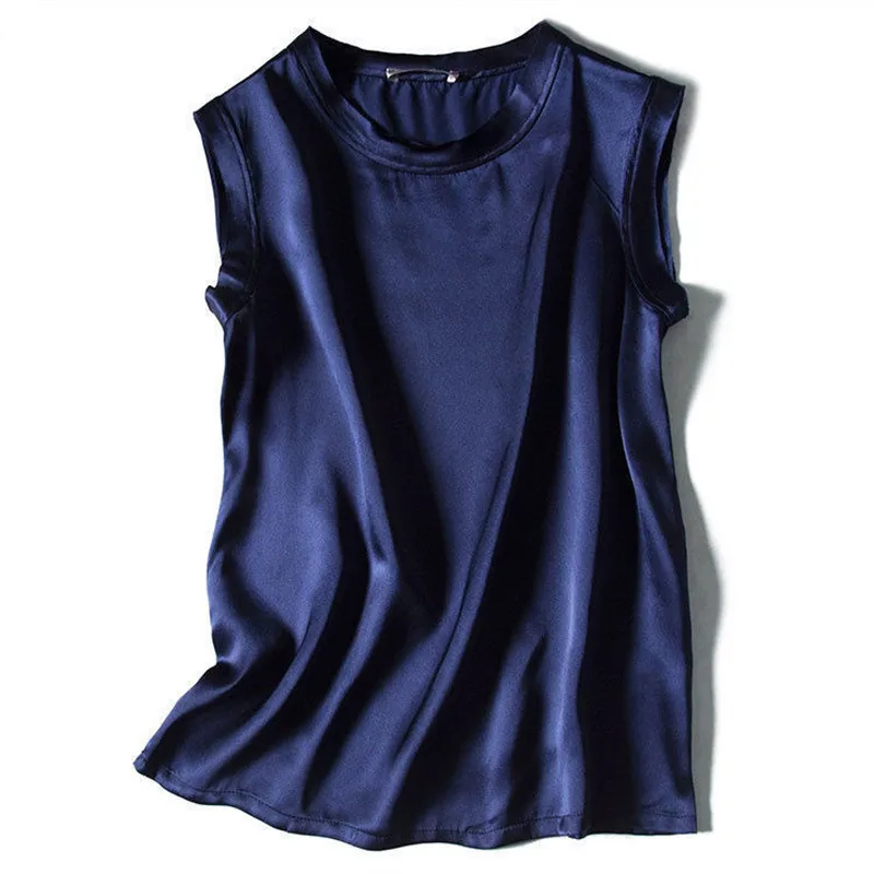 Summer New Satin Vest Women O Neck Sleeveless Pullover Top Loose Inner Wear Elegant Bottoming Shirt All-match Trend 3 Color