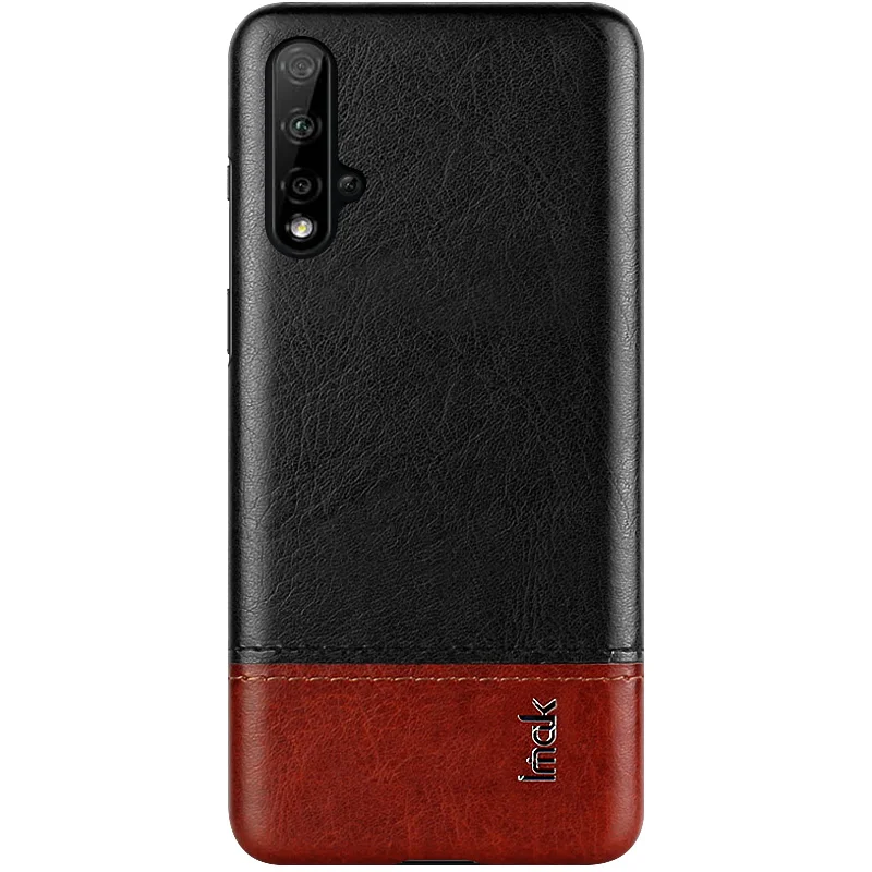 IMAK Для huawei Nova 5 Pro чехол Роскошный кожаный PU чехол для huawei Nova 5 Pro жесткая задняя панель из поликарбоната - Цвет: Черный