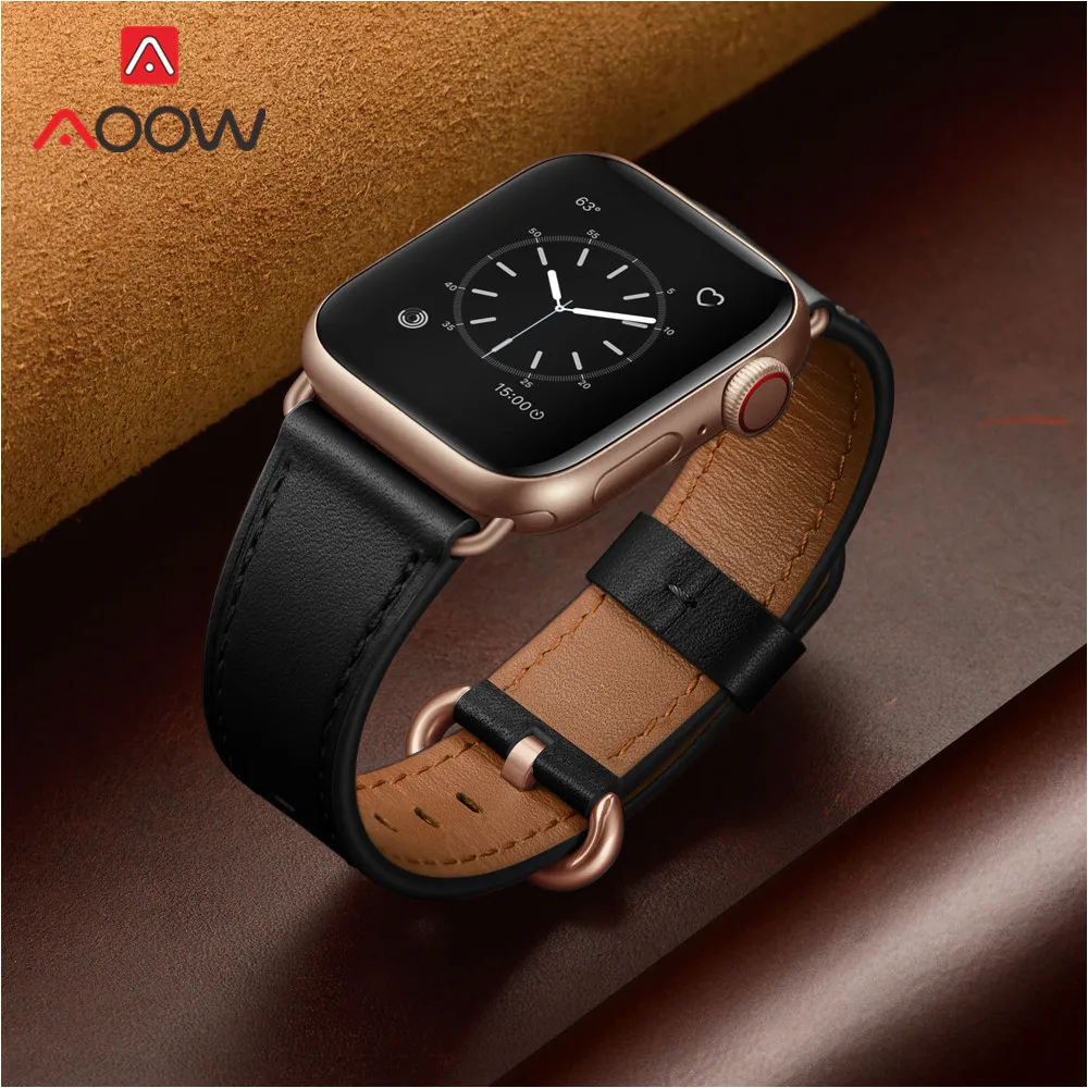 Ремешок для часов из натуральной кожи для Apple Watch 5, 4, 38 мм, 42 мм, 40 мм, 44 мм, роскошный мужской и женский браслет для iWatch 3, 2, 1