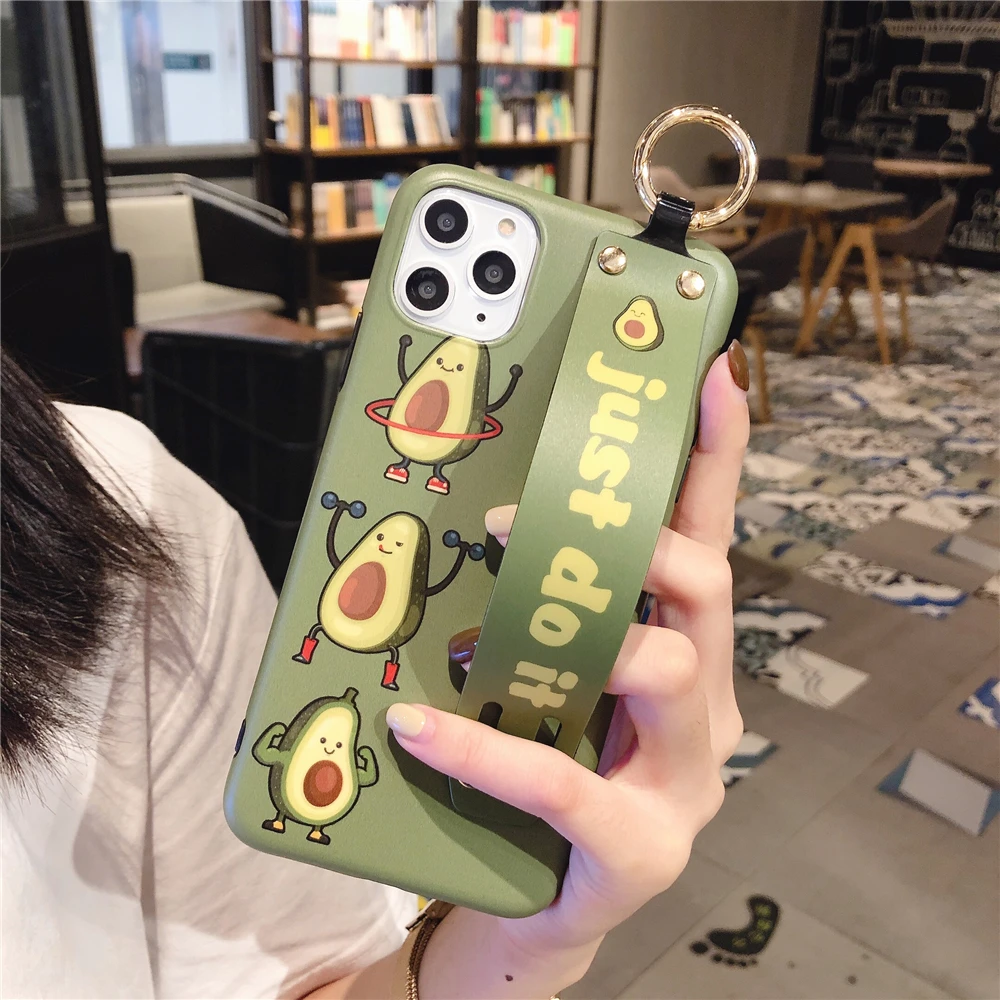 Забавный силиконовый чехол на запястье с авокадо для Coque iPhone 11 фрукты ТПУ накладка держатель для телефона для iPhone 7 6 6s 8 Plus XR Xs Max Capa