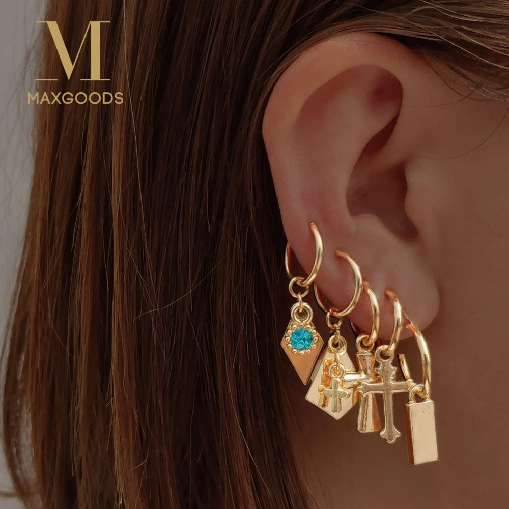 

Cartilage Cross Heart Earring Boho Style Endless Drop Earrings For Women Gold Color Drop Earrings Jewelry For Girls Women Gift