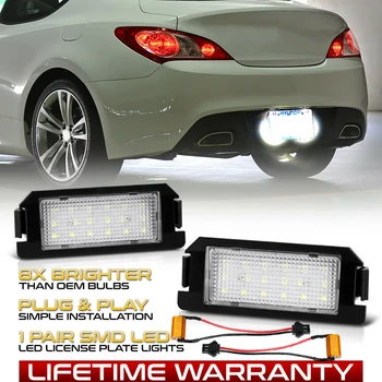 

2Pcs No Error LED License Plate Number Light For Hyundai Genesis Coupe Tiburon Coup Picanto TA Veloster FS I10 I20 XG30 Terracan