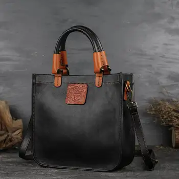 

Women Fashion Genuine Leather Large Capacity Concise Elegant Vintage Handbag Shipping Shoulder Crossbody Bag Tote Bag