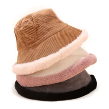 Зимняя шапка-ведро для женщин и девушек, модная однотонная утолщенная мягкая теплая шапка для рыбалки, шапки на осень и зиму, винтажные шапки-ведро из искусственного меха
