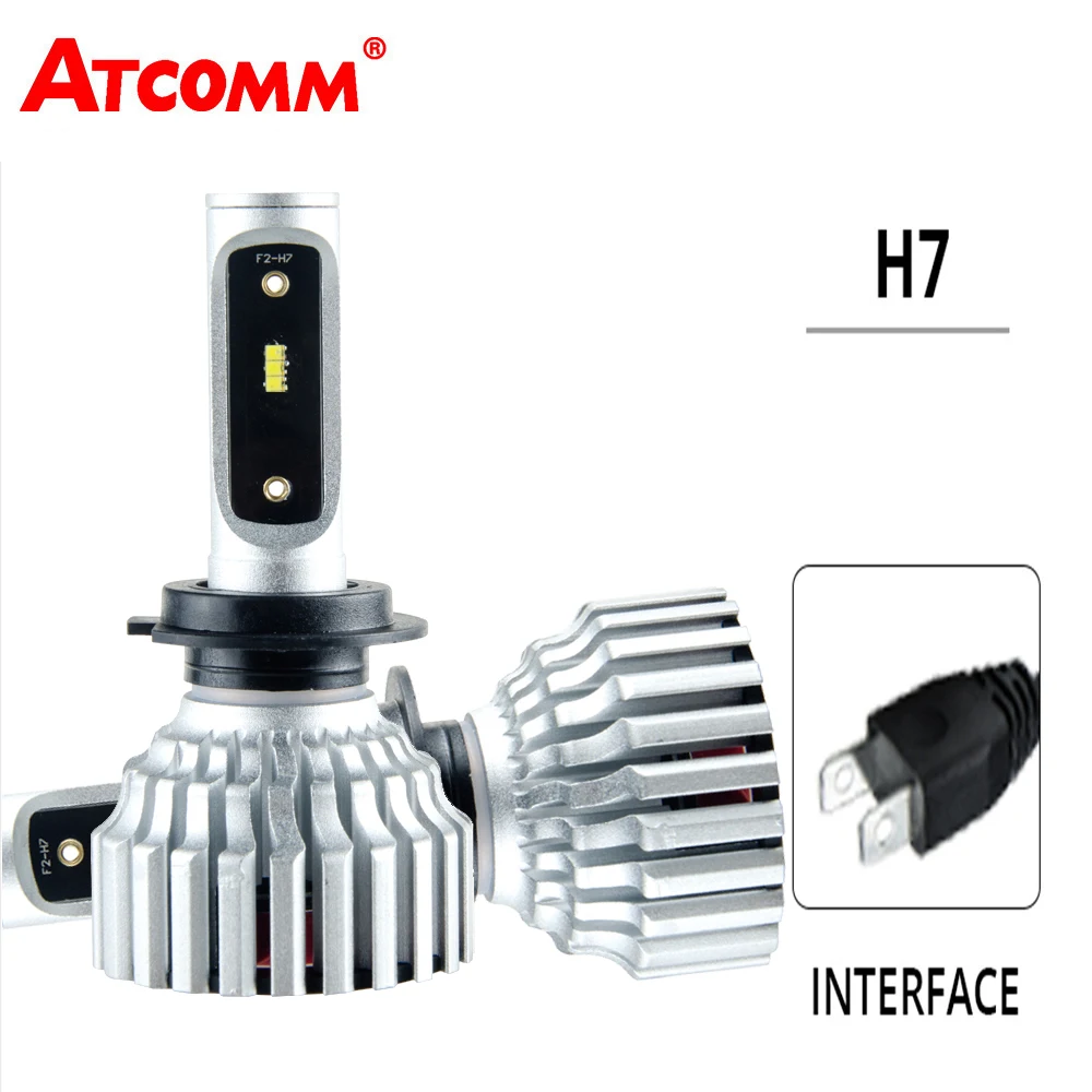 Автомобильная светодиодная мини лампа ATcomm H7 для фар автомобиля 12 В 6500K белая лм ZES