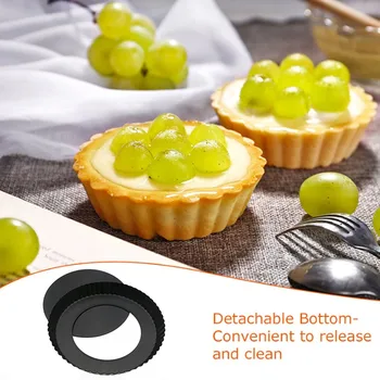 

6 Pieces Non-Stick Mini Tart DIY Kitchen Tool Removable Bottom Round Baking Tray
