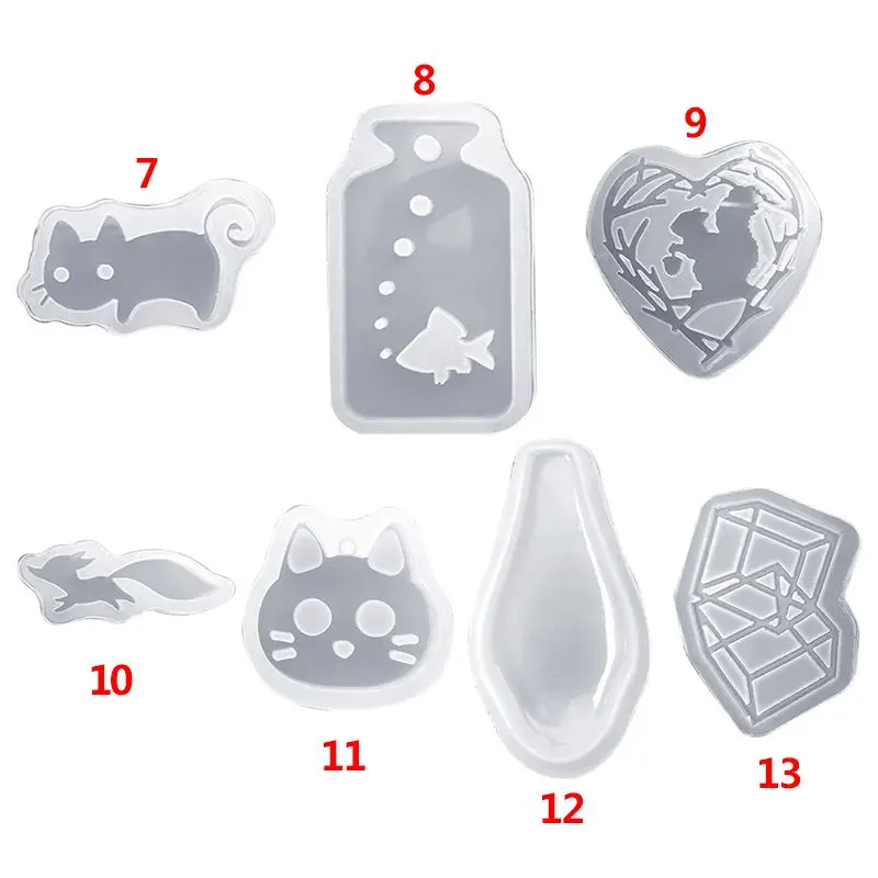 

UV Epoxy Resin Clay Mold Cat Rabbit Cartoon Animal Model DIY Craft Making Accessories Pendant Jewelry Mould