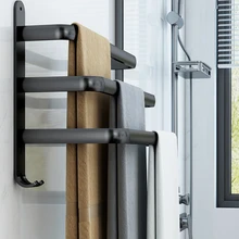 Bathroom Towel Rack 3 Layers Punch-Free Towel Holder Shower Rack Bathroom Storage Shelf Home Organizer Accessories