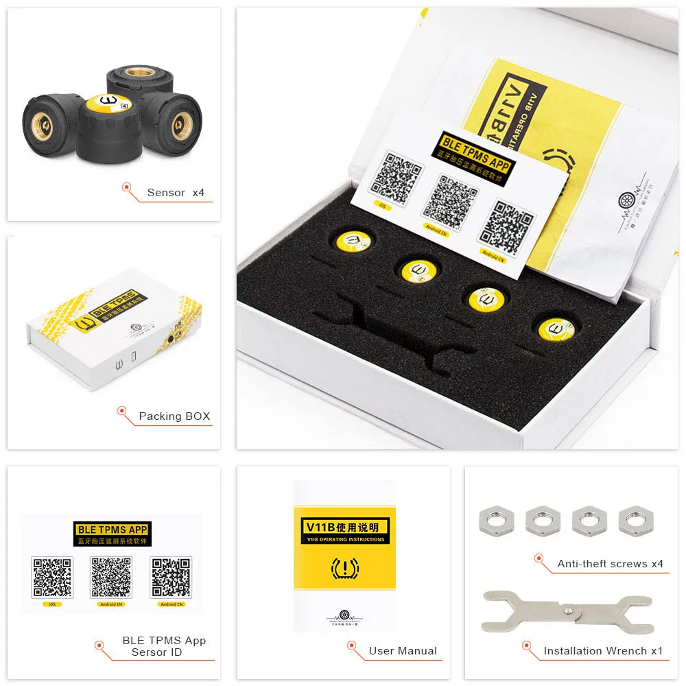 TPMS Tire Pressure Alarm system Sensor For Motorcycle/Car tpms Bluetooth 5.0 TMPS Android/IOS Tyre Pressure Monitoring System