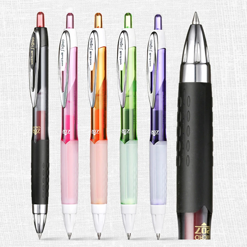 1 일본어 유니 볼 UMN-207F Signo 수성 펜, 다채로운 빠른 건조 컬러 젤 젤 젤 펜, 개폐식 볼펜 0.7mm
