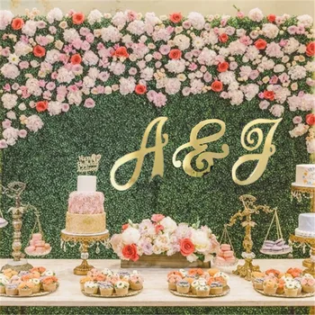 

Custom Mirror Gold Initials Party Decoration Personalized Bride Groom Wedding Party Background Wall Decors Photoboth Prop Supply