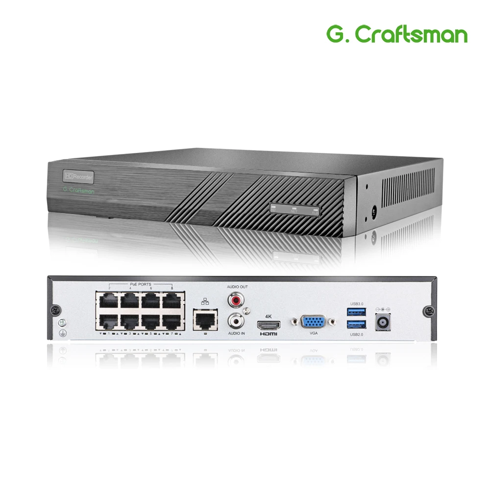 Сетевой видеорегистратор 4k 8ch POE NVR H.265 Onvif сетевой 1 HDD 24/7 записывающая IP камера P2P