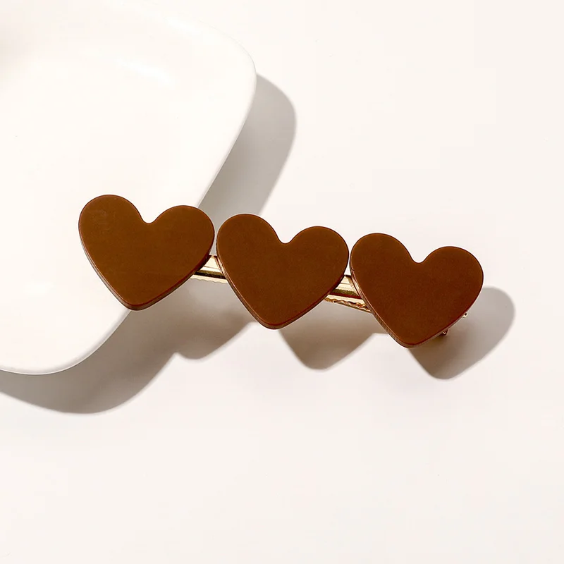 Fashion Korea Resin Heart Gold Hair Clips Sweet Bangs Barrettes Fashion Side Hairpin Hair Accessories Headwear for Women claw hair clips Hair Accessories