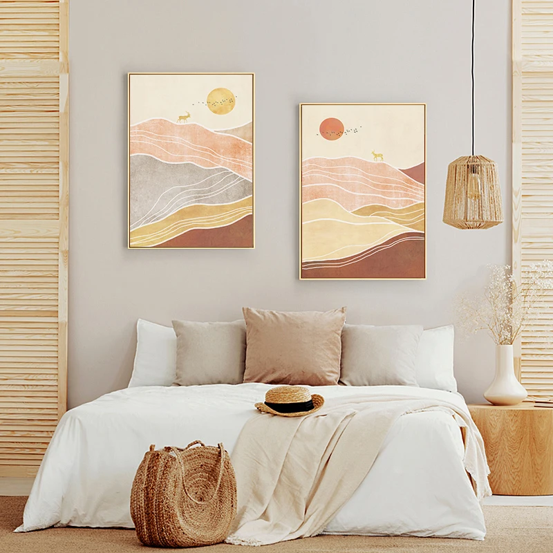 

Nordic Abstract Home Decoration Wall Art Pictures Modern Canvas Painting Sunrise Sunset Poster Creative Living Room Home Decor