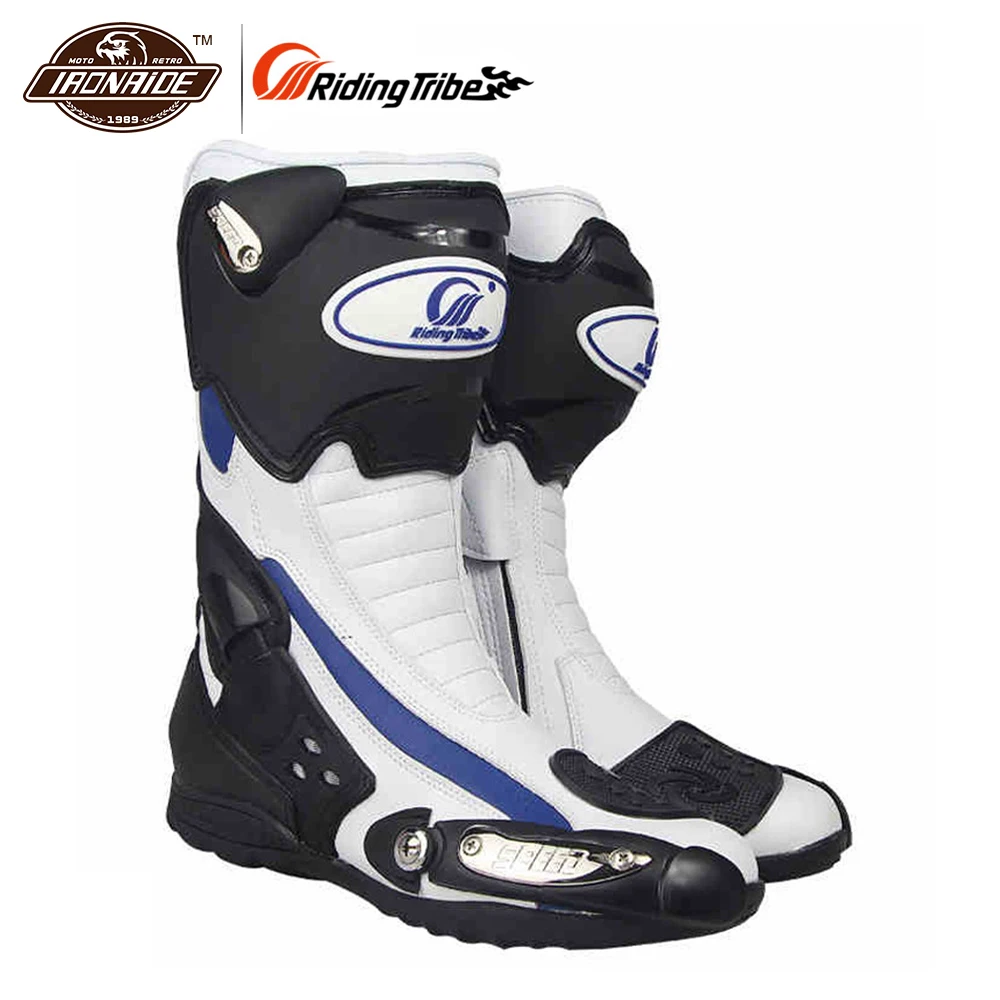 Riding Tribe Men Motorcycle Boots Botas Moto Motorcycle Shoes Motocross Boots Outdoor Knight Riding Boots Shoes Black White Red