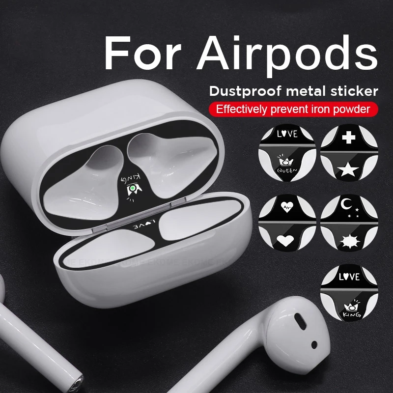 Узорчатая металлическая Пылезащитная наклейка для Apple AirPods 2 1 наклейка защита от пыли наклейка для гарнитура для AirPods внутренняя Защитная крышка