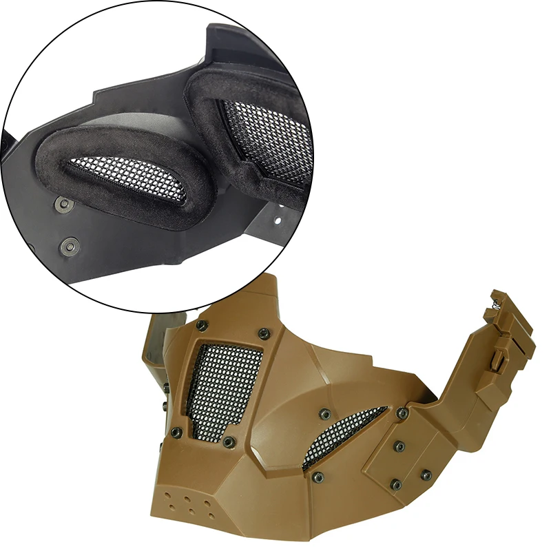 

Tactical Half Face Mask Comfortable Breathable Durable 2-Way Installation Paintball Hunting Tactical Combat Half Face Mask
