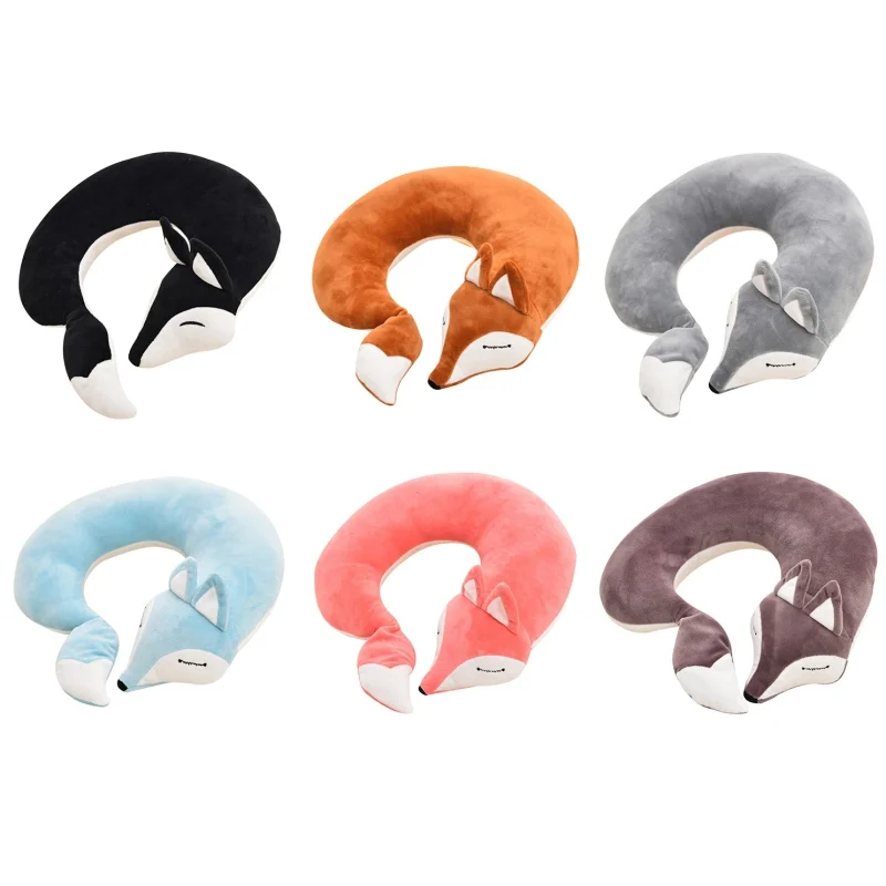 Бытовая портативная u-образная Подушка Милая Лисичка подушка для шеи мультяшная наружная офисная подушка для самолета дорожная подушка для сна