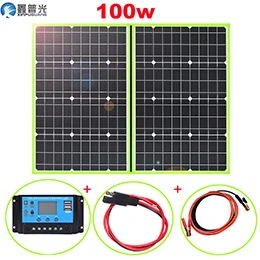 100w green kit 100 Вт 18 В/20 в складная солнечная панель Гибкая переносная наружное зарядное устройство 5v usb длятелефона 12v аккумулятора автомобиля RV для пеших прогулок, кемпинга, путешествий - Цвет: 100w green kit