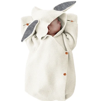 

Knitted Rabbit Baby Sleeping Bags Envelopes for Newborn Stroller Autumn Infantil Bebes Swaddle Sleepsacks Discharge Baby Blanket