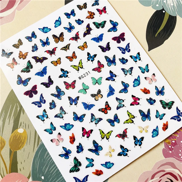 Z-D3702 Z-D3706 Colorful butterfly 3D Back glue Nail decal Nail sticker Nail decoration Nail art Nail ornament WG231