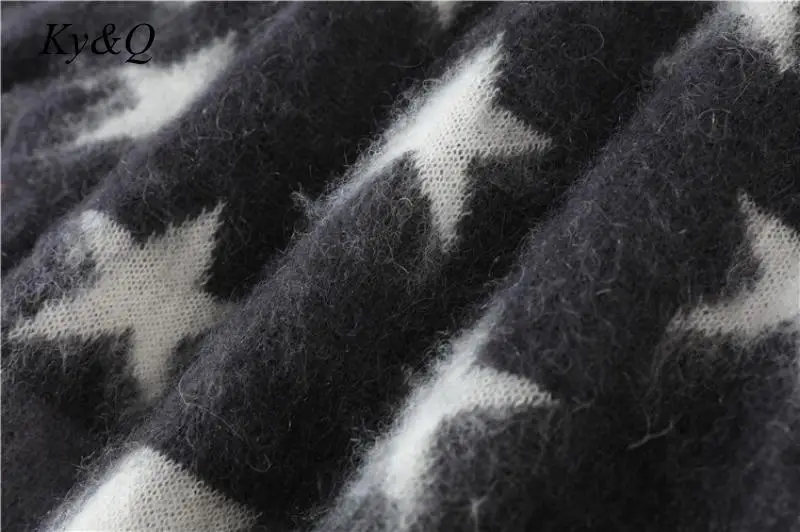 Vintage Runway Luxury Autumn Winter New Stars Mohair Print Long-sleeved Sweater Lazy Wind Thick Sweater Women Pullovers